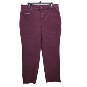 Gloria Vanderbilt Amanda Woman's Burgundy Stretch Straight Leg Jeans Plus‎ 14S